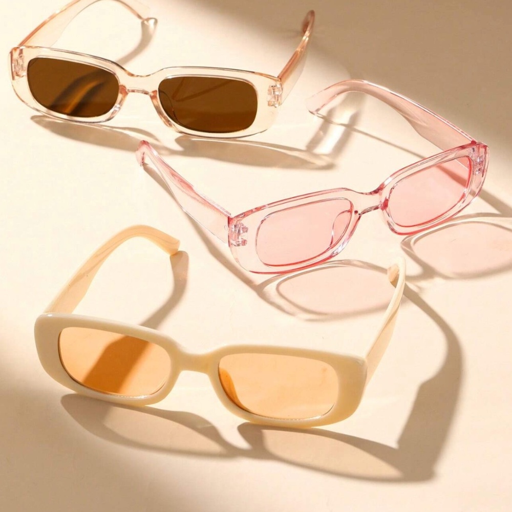 Women White Square Frame Sunglasses